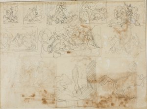 Eleven Compositional Sketches by Jean Louis André Théodore Géricault