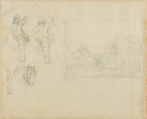 Sketches of Postillions and a Stagecoach by Jean Louis André Théodore Géricault