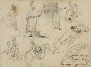 Sketches of Soldiers and Horses by Jean Louis André Théodore Géricault