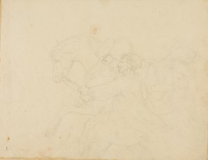 Stable Boy Running Beside a Draught Horse by Jean Louis André Théodore Géricault