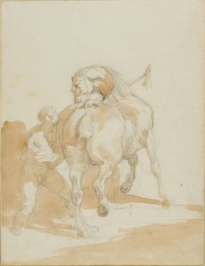 Stableboy Grooming a Horse by Jean Louis André Théodore Géricault