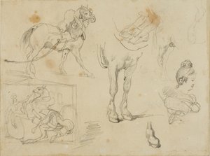 Studies of a Draught Horse, a Blacksmith and a Young Woman