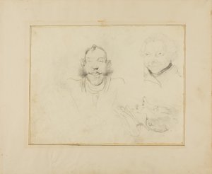 Three Caricatures of Heads by Jean Louis André Théodore Géricault
