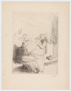 Lawyer with Clients Before the Court by Jean Louis Forain (signed by artist)