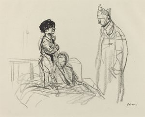 Mother and Child Visited by Soldier in Hospital by Jean Louis Forain