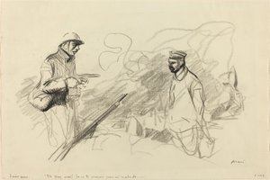 Poilu Acknowledging German Soldier, probably 1918 by Jean Louis Forain