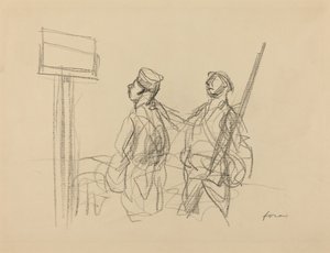 Two Soldiers Looking at a Placard