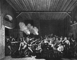 French Revolution: The Patriots of Varennes enter the Grocer Sauce and recognize King Louis XVI on flight