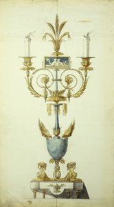 Design for a Gilt Bronze and Enamel Candelabrum by Jean Louis the Younger Prieur