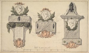 Three Designs for a Funerary Monument or Epitaph by Jean Michel Moreau