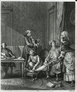 The Levee, engraved by Louis Michel Halbou by Jean Michel the Younger Moreau