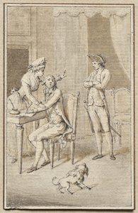 Three Figures with a Dog by Jean Michel the Younger Moreau