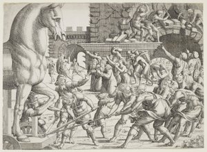 The Trojans Bringing the Wooden Horse into Their City by Jean Mignon