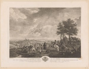 Landscape with Horse Traders at a Market (series title: Prints after Paintings by Philips Wouwerman)