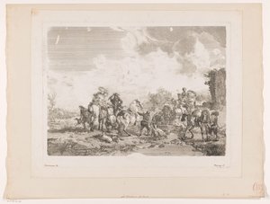 Resting Hunting Party by a Fountain (La Fontaine de Venus) (Prints after Paintings by Philips Wouwerman series) (Oeuvres de Ph.pe Wouwermans Hollandois series)