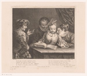 Young Woman Singing and Three Young Men at a Table Oeuvre of Antoine Watteau (series title)