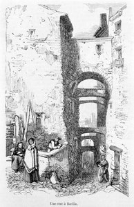A Rue de Bastia. Corsica. Engraving by Laurens by Jean Paul Laurens