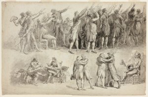 Studies for the Oath of the Tennis Court by Jean Pierre Norblin de La Gourdaine