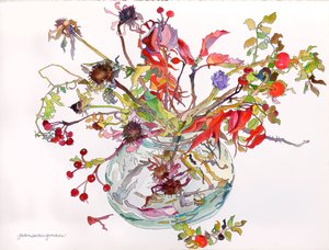 Last of Autumn Color in Glass Bowl by Jean Swan Gordon