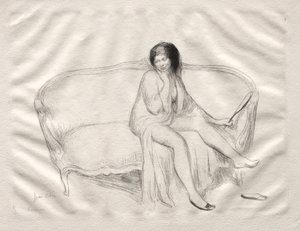 Nude Woman Seated on a Sofa