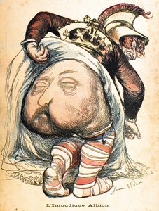 The Immorbid Albion - Edward VII (Cartoon by Jean Veber on the Boer War - 