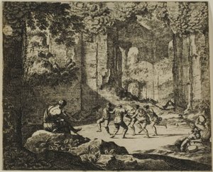 Dance of Shepherds in Antique Ruins by Jean le Pautre