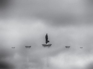 Lone Traveler in Mist by Jeffrey Hummel