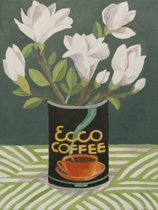White magnolia in old coffee can by Jennifer Abbott