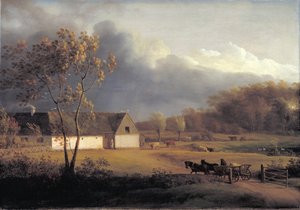 A Storm Brewing Behind a Farmhouse in Zealand by Jens Juel
