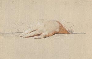 A Left Hand Resting on a Table, Holding a Rose by Jens Juel