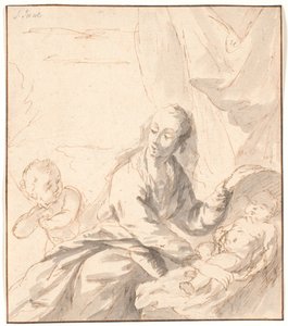 Mary with Baby Jesus in the Cradle and John