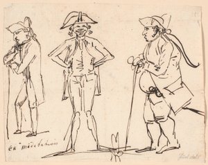 Meditation. Caricatures of Clemens, Juel, and Charles Bonnet by Jens Juel