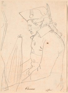 Portrait of the Engraver J.F. Clemens. Three-Quarter Figure Sitting in Profile to the Left