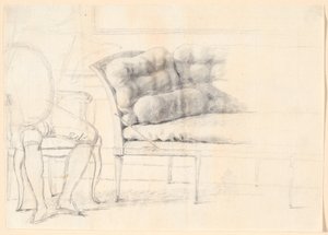 Study for the Holmskiold Family Portrait from 1787: the upholstered sofa, and to the left a chair with Holmskiold
