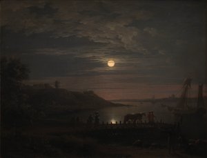 The Crossing over the Little Belt at Snoghoj. Moonrise by Jens Juel