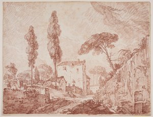 Italian Fantasy Landscape with Trees and Houses