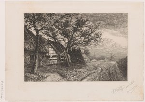 Landscape with Farms and Mill by Jerôme Tuyttens (signed by artist)