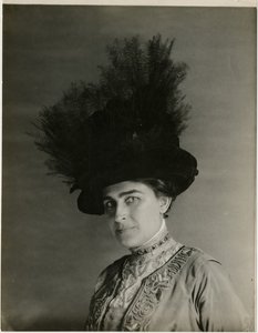 Close up of feathered hat, c.1905-18 by Jessie Tarbox Beals