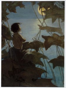 He Looked Up at the Broad Yellow Moon and Thought That She Looked at Him, from The Water Babies by Charles Kingsley, pub. 1916 by Jessie Willcox Smith