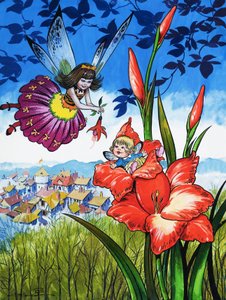 Baby Fairy in a Flower by Jesus Blasco