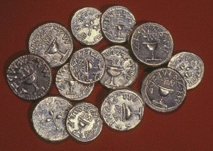 A hoard of shekels, Herodian Jerusalem, c.66-70 AD by Jewish School