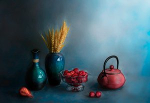 Rustic Berry Still Life by Jie Fischer
