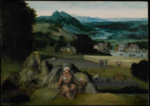 The Rest on the Flight into Egypt (The Miraculous Field of Wheat) by Joachim (workshop of) Patinir