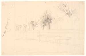 Pollarded Poplars Along a Stream by Joakim Frederik Skovgaard