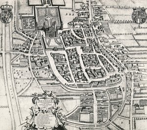 Map of Racconigi, Engraving by Joan Blaeu, Italy