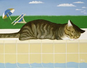 Tabby Cat by a Pool by Joan Freestone