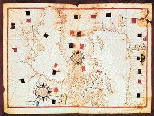 Map of the Eastern Part of the Mediterranean and the Black Sea, Manuscript of a 16th Century Portolan Atlas by Joan Martines