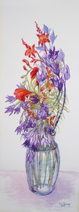 Agapanthus Campanulatus and Crocosmia by Joan Thewsey