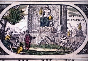 Representation of the Seven Wonders of Antiquity: The Statue of Jupiter by Phidias in 