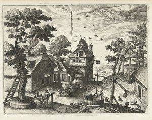 Inn with Water Well by Joannes van Doetechum (I) (attributed to)